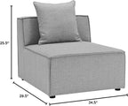 Modway Saybrook Outdoor Patio Upholstered Sectional Sofa Armless Chair in Gray - Image 2