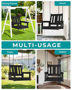 SERWALL HDPE Single Porch Swing Set of 2, Heavy Duty Single Person Swing Chair - Image 3