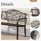 Sophia & William Outdoor Bench, Metal Garden Bench, Cast Iron Park Benches - Image 7