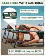 KingCamp Tanning Chair with Face Hole, Lounge Chairs Outdoor Folding Comfy - Image 3