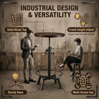 Topower Industrial Pub Table 23.65" Round Wood Top Adjustable Height 33.5"-39.4" - Image 7