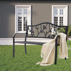 50" Outdoor Garden Bench, Cast Iron Metal Outdoor Benches Weatherproof - Image 6