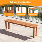 Tangkula Outdoor Wood Bench, 59” Long Patio Dining Bench, Backless Wooden Bench - Image 5