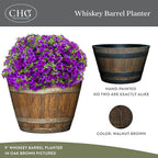 Classic Home and Garden Outdoor Whiskey Resin Flower Pot Barrel Planter - Image 2