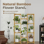 Bamworld Bamboo Plant Stand Indoor Hanging Plants Shelf - Image 2