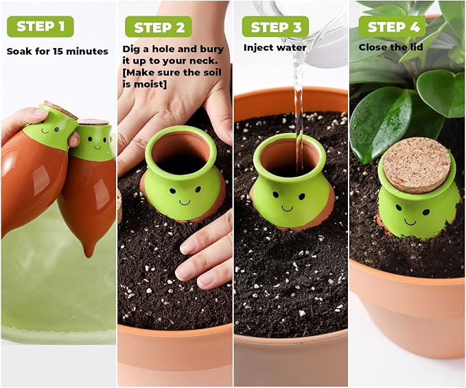KGZZIZI 4 Pcs Self Watering Terracotta Globes. Large Olla Planter Inserts. - Image 5