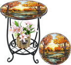 Outdoor Side Table Round Small Mosaic Patio Accent Indoor End Plant Coffee Tea - Image 7