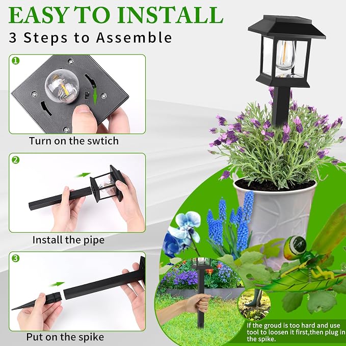 Greluna Solar Lights Outdoor, 12 Pack 6000K Waterproof Auto On/Off Solar - Image 6