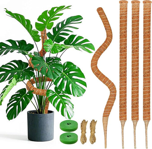 4 Pack 28 Inch Moss Pole Monstera Plant Support, Coir Moss Poles by Unknown