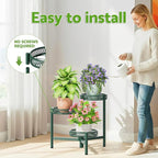 Plant Stand Indoor Outdoor, 3 Tier Corner Metal Flower Display Holder Shelf - Image 6