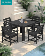 SERWALL Outdoor Dining Set for 4, HDPE Square Table and Chairs Set All Weather - Image 5