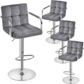 Yaheetech Velvet Bar Stools Set of 4, Adjustable Barstools by Yaheetech
