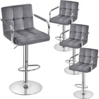Yaheetech Velvet Bar Stools Set of 4, Adjustable Barstools by Yaheetech