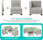 6-Piece Outdoor Patio Furniture Set Wicker Sectional Sofa Set, Patio - Image 2