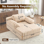 VINGLI 67.7" Oversized Chaise Lounge Chair Reading Chairs Comfy Bubble Fleece - Image 2