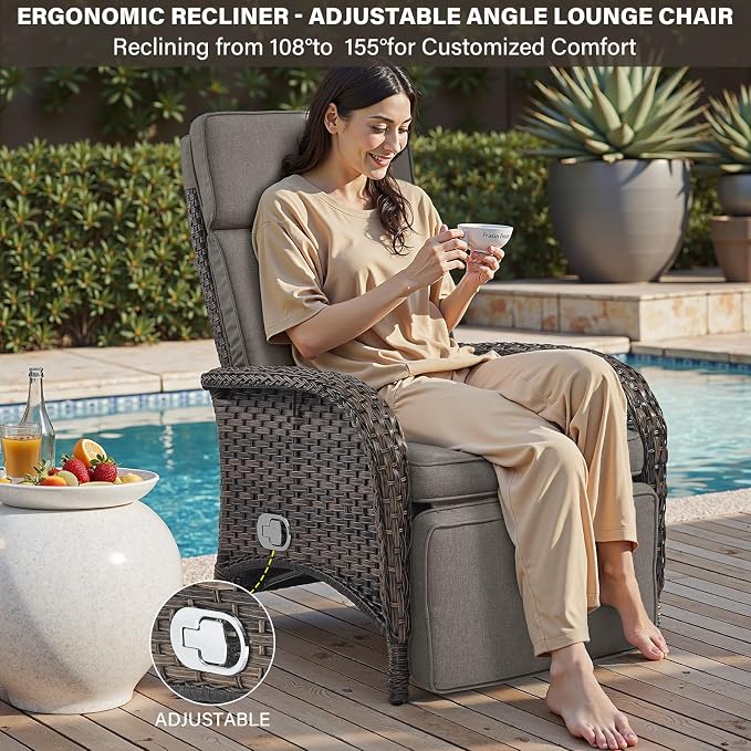 Belord Versatile Outdoor Recliner Chair Set of 3 - Image 3
