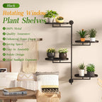 Window Rotating Plant Stand Shelf Indoor Black Metal Floating Shelves 4-Tier - Image 3