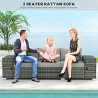 Outsunny 3 Seater Wicker Sofa - Image 4
