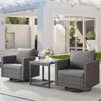 Belord Outdoor Bistro Set 3 Piece Wicker Swivel Rocker Patio Chairs, Oversize - Image 3