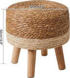YMYNY Foot Stool Natural Seagrass Hand Weave, 12.6" Small Ottoman, Round - Image 3