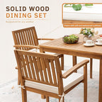 Greesum 5 Piece Patio Dining Set Outdoor Solid Wood Furniture - Image 5