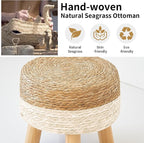 Round Ottoman, Natural Seagrass Footstool - Image 6