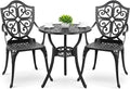 NUU GARDEN 3-Piece Outdoor Bistro Set, Round 24 Inch Cast Aluminum Bistro Table by NUUGARDENCORPORATION