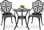 NUU GARDEN 3-Piece Outdoor Bistro Set, Round 24 Inch Cast Aluminum Bistro Table by NUUGARDENCORPORATION