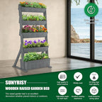 SUNYRISY 5 Tiers Vertical Raised Garden Bed Outdoor Planter Tower, Wooden - Image 3