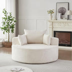 Antetek Oversized Round Chaise Longue Chair Indoor, Modern 55-inch Upholstered - Image 9