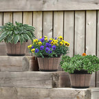 Quarut 4 Pack 8 inch Plant Pot, Upgrade Whiskey Barrel Planters - Image 7
