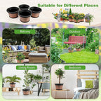 Quarut 4 Pack 12 inch Plant Pots, Whiskey Barrel Planters - Image 4