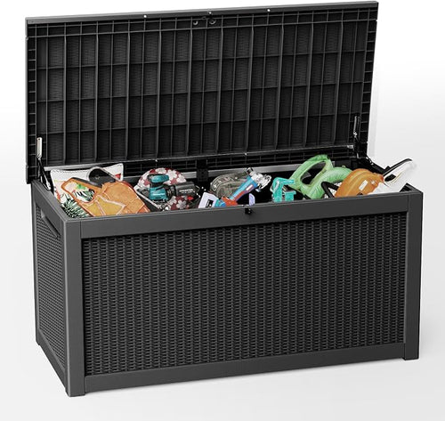 310 Gallon Lockable Outdoor Storage Box – Waterproof Resin Deck Box by Unknown