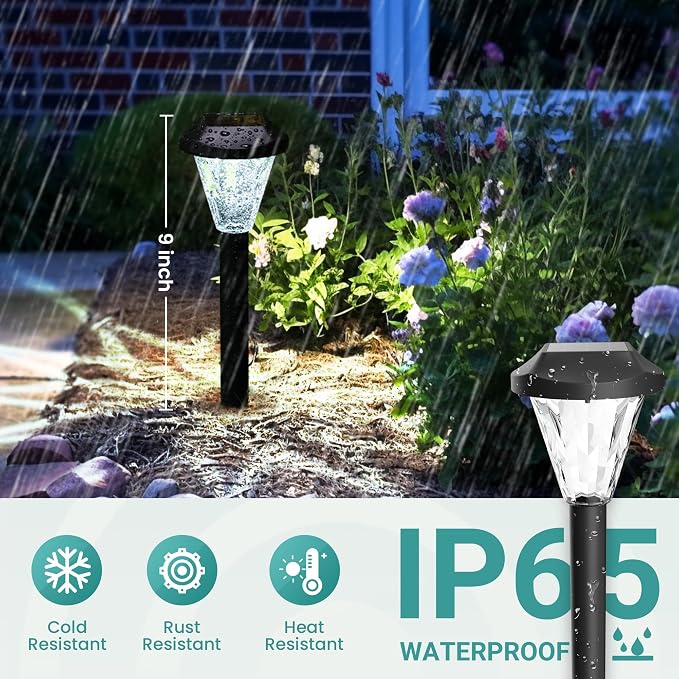GIGALUMI 8 Pack Solar Lights Outdoor Waterproof, Outdoor Solar Lights - Image 2