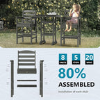 VINGLI 5-Piece Outdoor Patio Bar Table and Chairs Set, HDPE Bar Set All Weather - Image 5