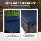 Outsunny Wicker Outdoor Chaise Lounge Set of 2, 5-Level Adjustable Backrest PE - Image 5