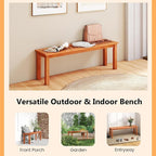 Tangkula 47 Inch Patio Wood Bench, 2-Person Backless Bench w/Slatted Seat - Image 8