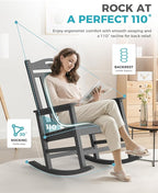 Ciokea Oversized Outdoor Rocking Chairs Set of 3, 380lbs Heavy-Duty Large Patio - Image 5