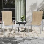 UDPATIO Patio Chairs Set of 2, Stackable Silver Outdoor Dining Chairs - Image 2