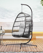 FREDEES Egg Swing Chair with Stand, Outdoor Hanging Egg Chair with Cushion - Image 4