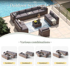 Aoxun 11 Piece Patio Furniture Set Wicker Rattan Patio Conversation Set Outdoor - Image 5