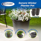 Suncast 4 Pack Sonora 18 Inch Lightweight Durable Plastic Wicker Decorative - Image 2