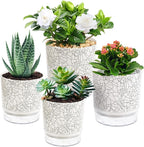Self Watering Pots for Indoor Plants, 5 & 4 Inch Stylish Flower Pots by Etvski