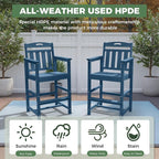 HDPE Outdoor Patio Tall Bar Chair, All-Weather Bar Height Balcony Adirondack - Image 2