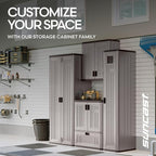 Suncast Tall Storage Cabinet, Platinum Resin Garage Storage Cabinet - Image 6