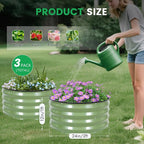 INNO STAG 3 Pcs Round Galvanized Raised Garden Bed — 2×2×1ft Planter Box - Image 2