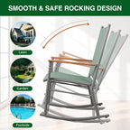 Shintenchi 2 Pcs Outdoor Rocking Chairs Set, Upgraded High Back Patio Rocking - Image 5