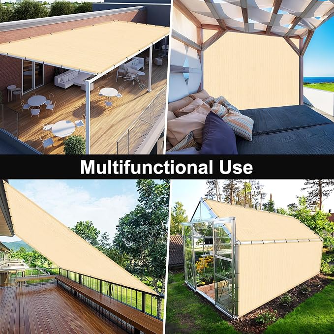 Artpuch 90% Sun Shade Cloth, 10 x 10 FT Pergola Shade Cover Canopy - Image 8