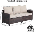 Rattan Outdoor Sofa 3-Seater - Image 3