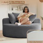 Oversized Round Chair Lounge Chaise Indoor, Upholstered Corduroy Deep Seat - Image 7